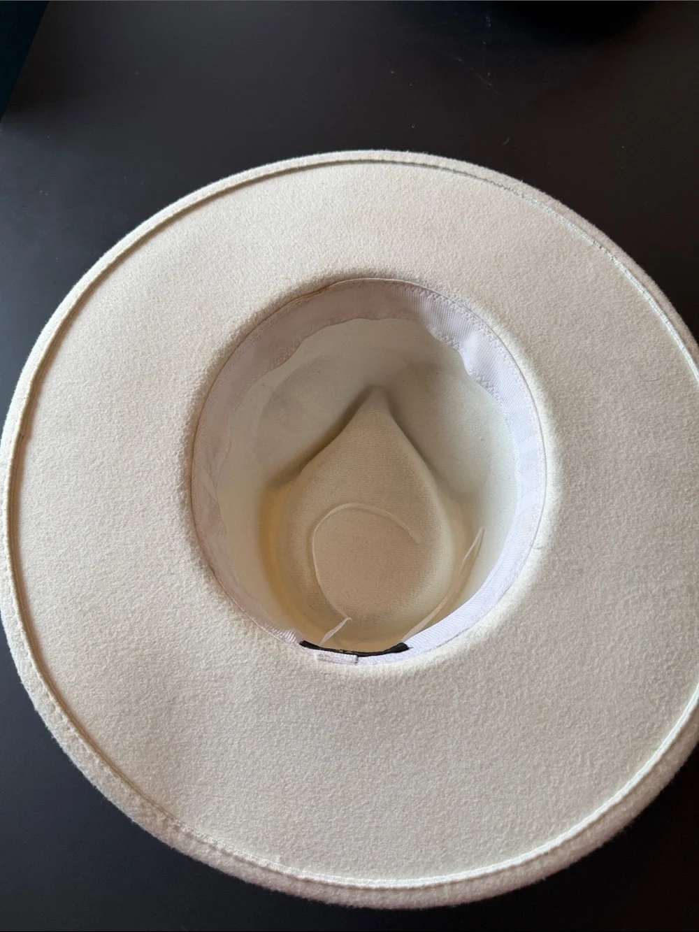 Frye Cream Wide-Brim Felt Hat with Brown Leather Band